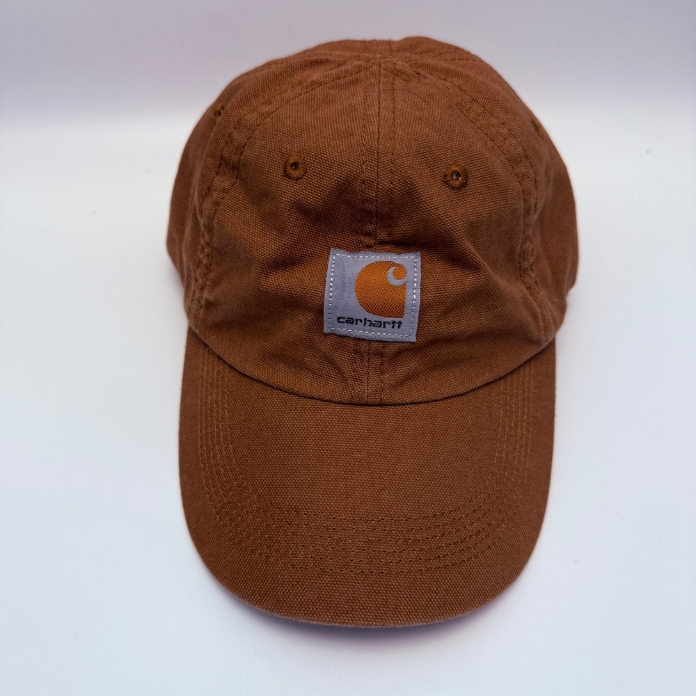 Carhartt Canvas Logo‎ Patch Brown Cotton Baseball Hat Kids One Size